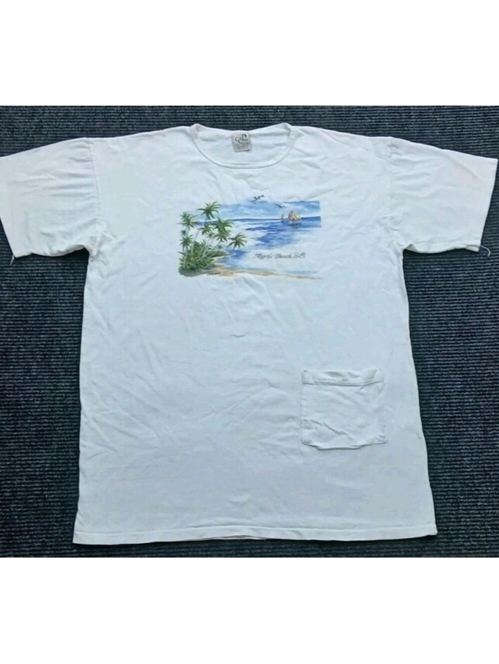 Vintage Myrtle Beach SC Men's 2XL White Cal Cru T-Shirt Single Stitch USA Made